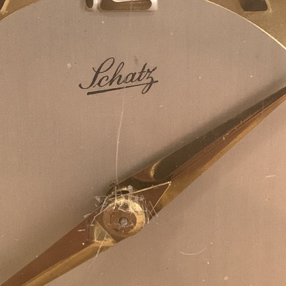 Vintage Schatz 8 Day Carriage Style Metal & Plastic Clock Moving Gear Mechanism - Picture 5 of 17